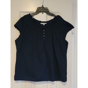 Croft & Barrow Navy Blue Blouse Size XL